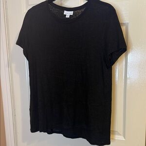 J. Jill Black Love Linen Short Sleeve Tee - Relaxed Fit